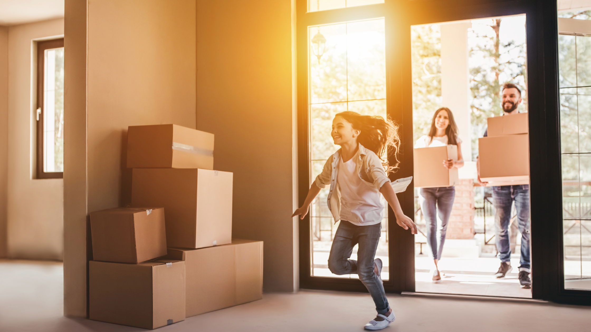 family moving into their new Texas home